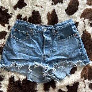 Levi’s denim 501 frayed jean shorts